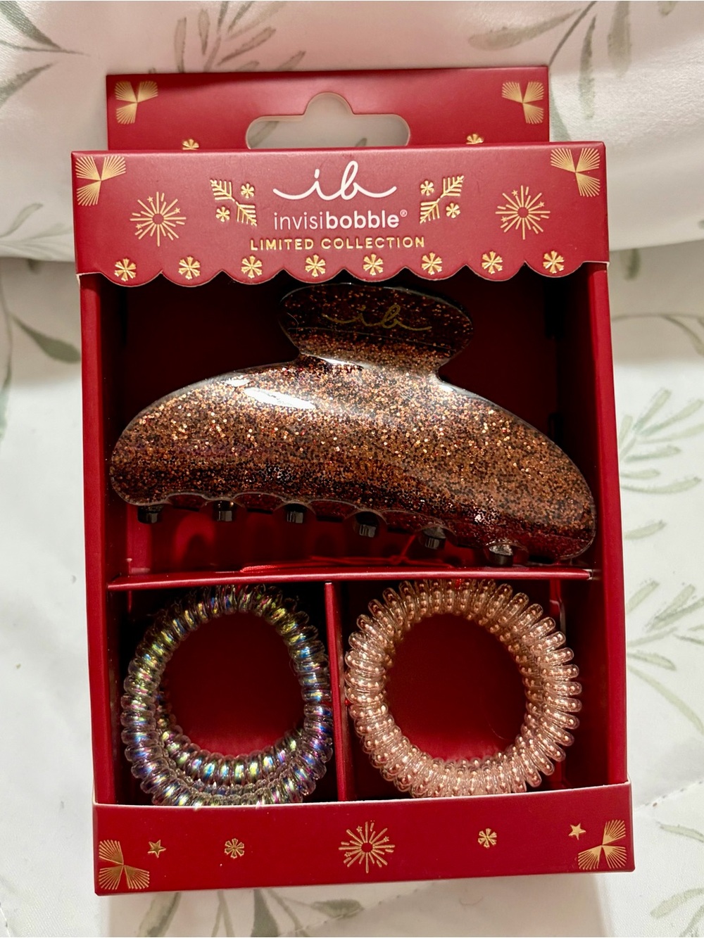 Invisibobble I Told You Snow Gift Set Spiral Hair Ties & Claw Clip Gift Set NWT